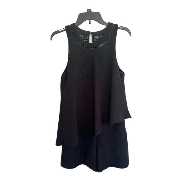 Anthropologie Santa Ana Elevenses Tiered Black Romper XS - Picture 2 of 7